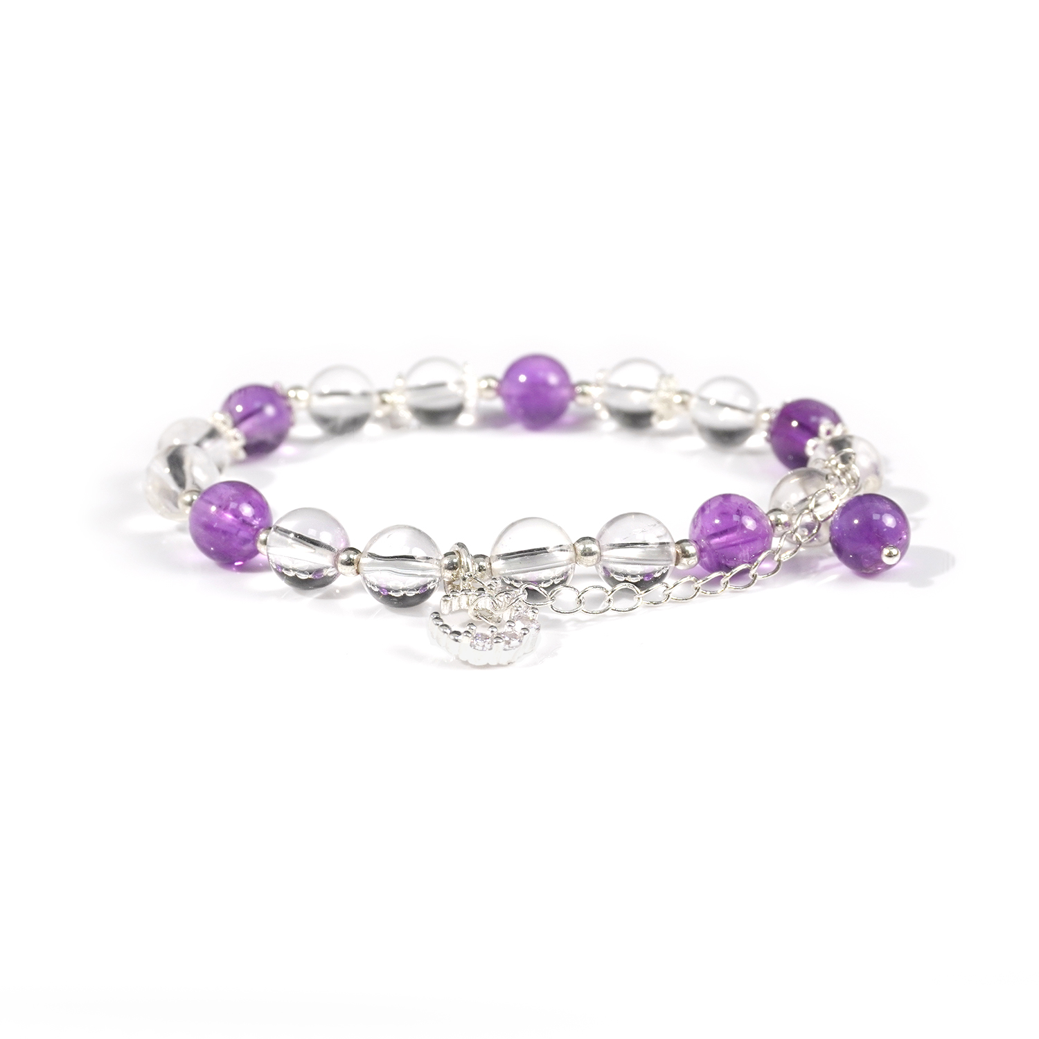 Light amethyst + white crystal bracelet