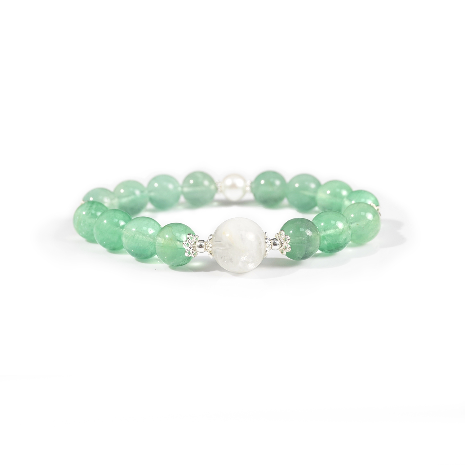 Green fluorite + white ghost bracelet