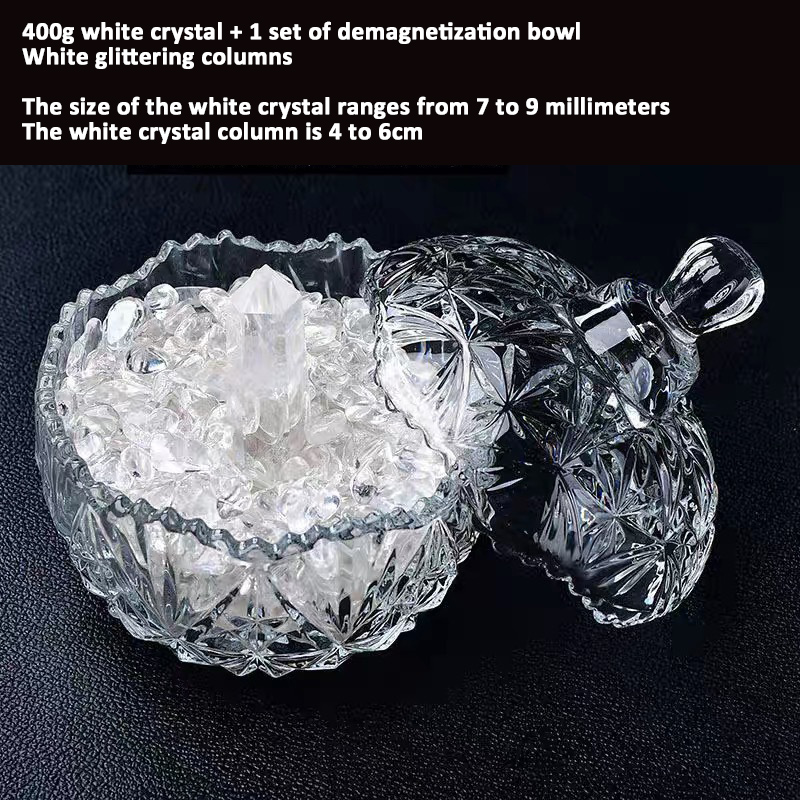 White crystal + round demagnetization bowl + white crystal column