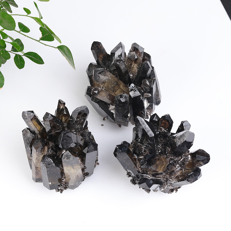 Natural tea crystal cluster crystal mineral specimen home decoration