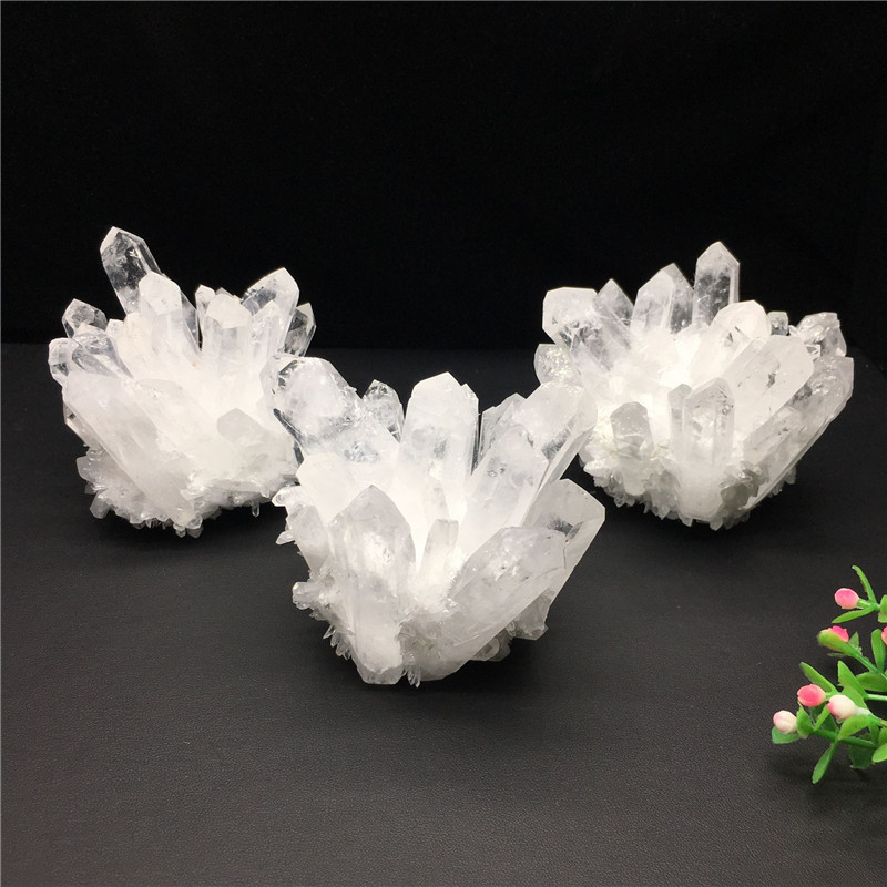 Natural white crystal cluster rough stone ornament