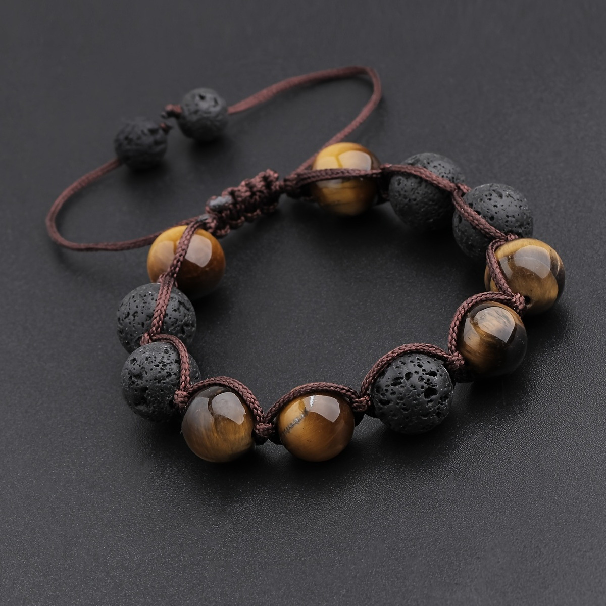 Best-selling men's tiger's eye stone + volcanic stone bracelet