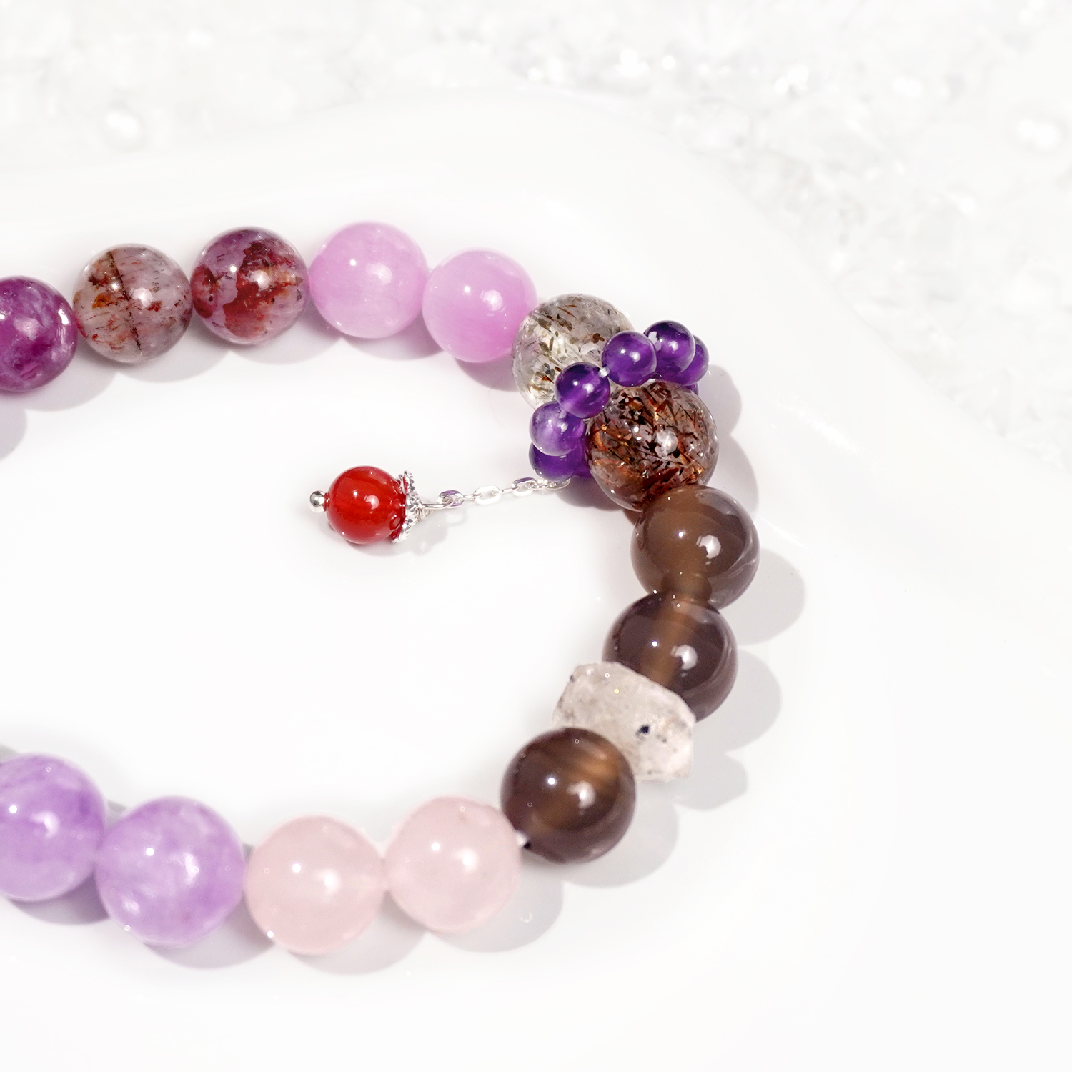 Multi-treasure crystal bracelet: Purple Grandmother/Purple Aurora/Purple Lithium Glow/Super Seven/Purple Agate/Flash Spirit/Purple Horse Pink/Lavender Purple/Purple Ghost/Uruguay Purple