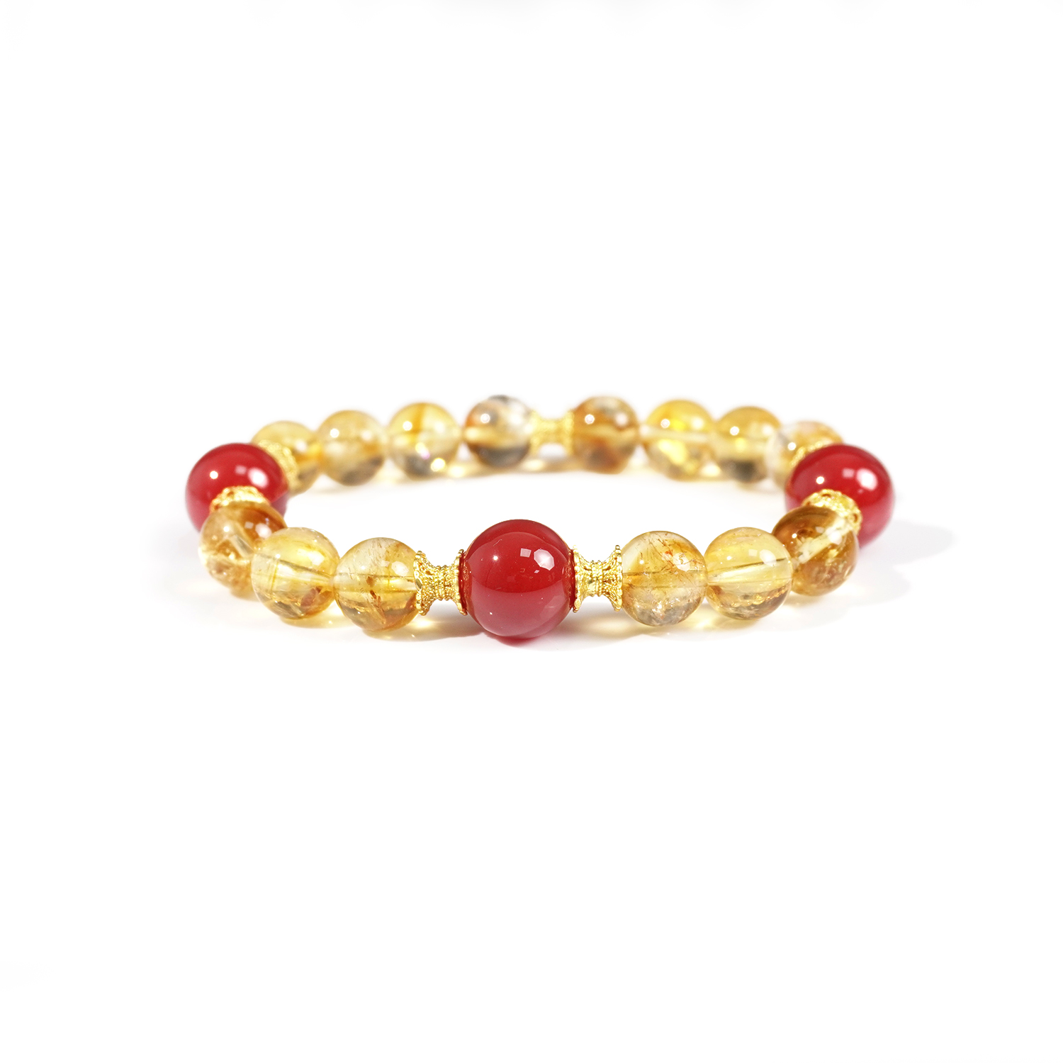 Yellow tower crystal + red agate bracelet