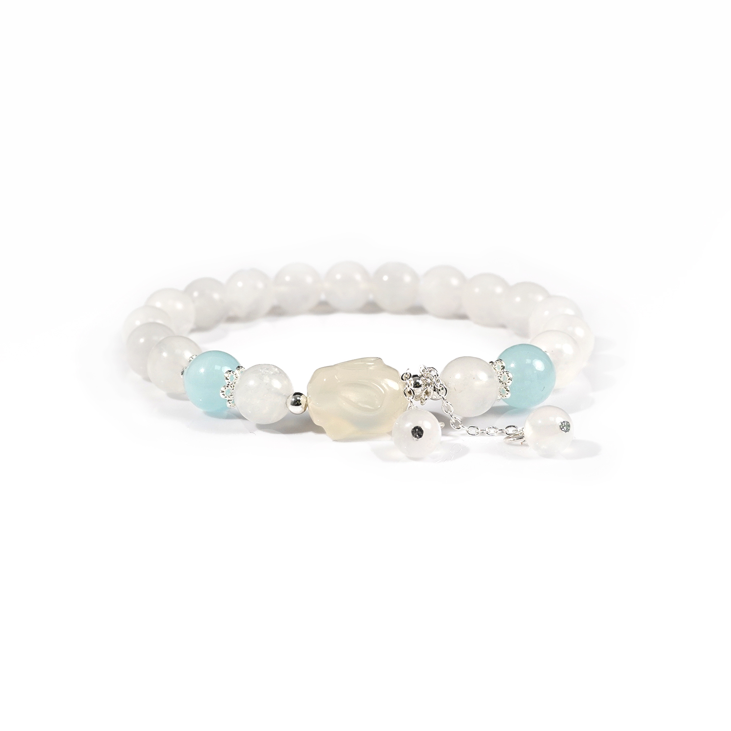 Moonstone + Lychee Frozen Moon Rabbit bracelet