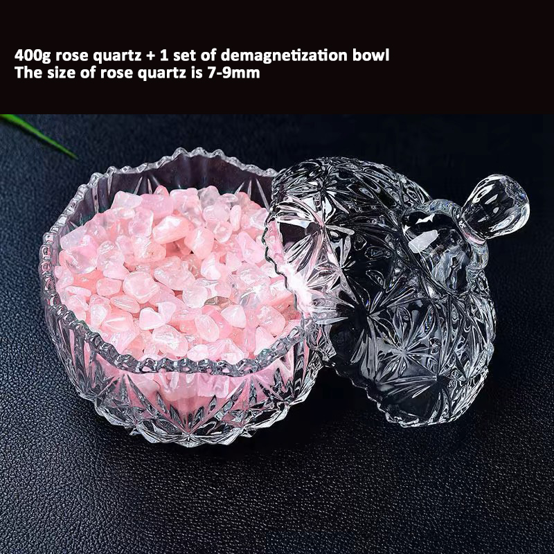 Rose quartz + demagnetization bowl round shape