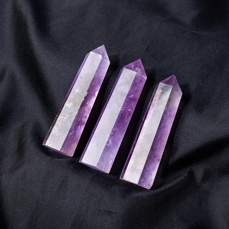 Brazilian natural amethyst single-pointed crystal column