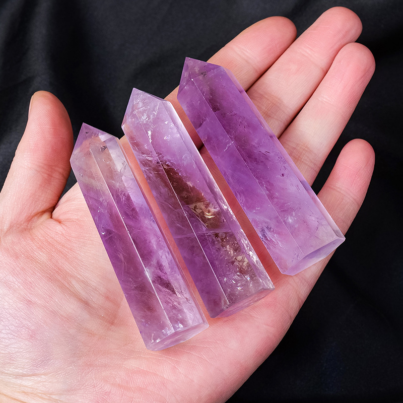 Brazilian natural amethyst single-pointed crystal column