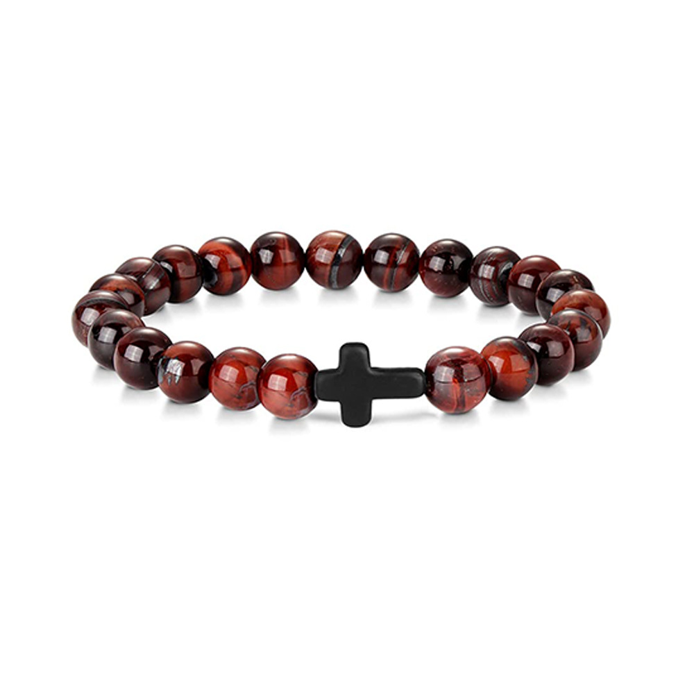 Natural semi-gemstone men's bracelet