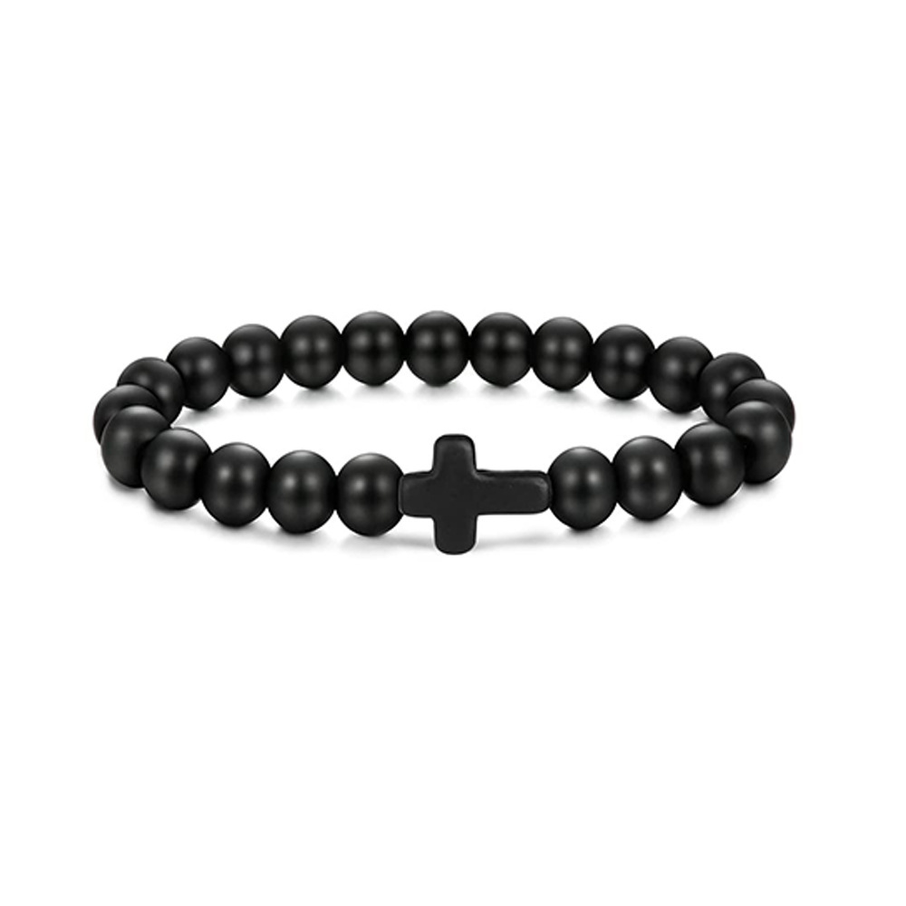 Natural semi-gemstone men's bracelet