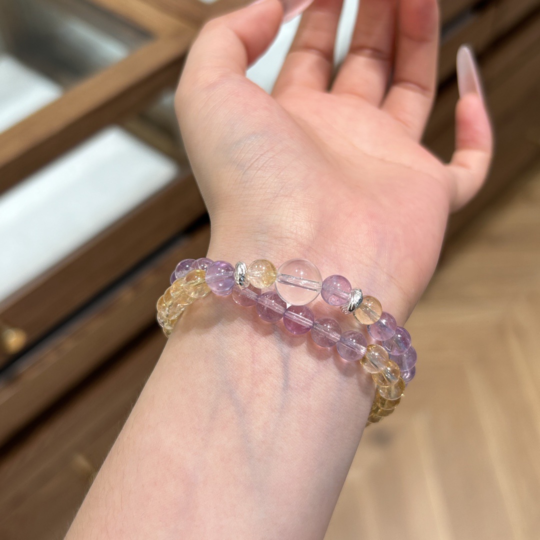 Natural purple Asai + yellow Asai bracelet