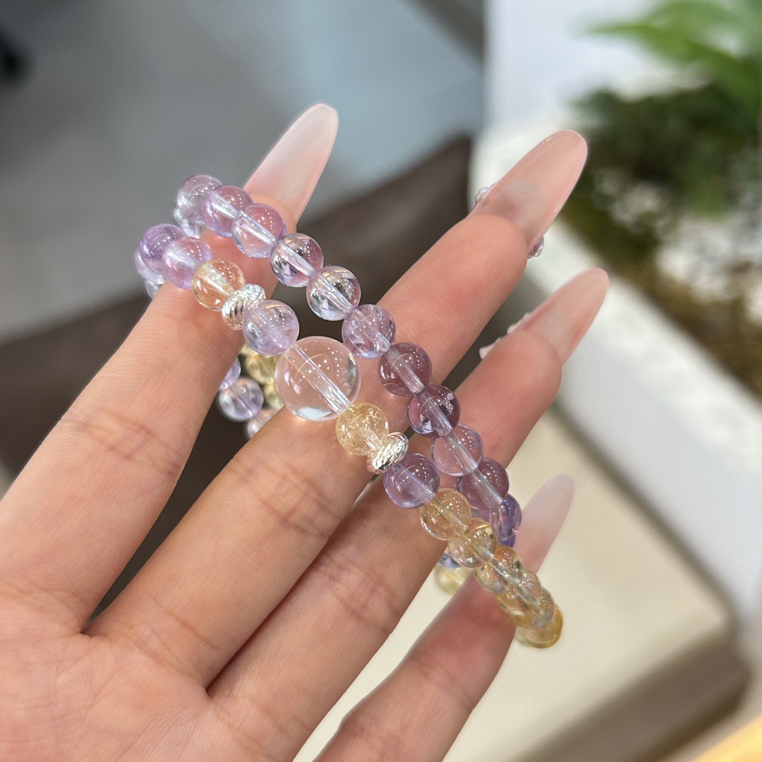 Natural purple Asai + yellow Asai bracelet